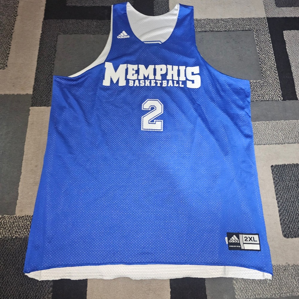 Adidas Basketball Jersey Men XXL Blue White University of Memphis Excellent